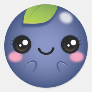 Kawaii Blueberry Runder Aufkleber