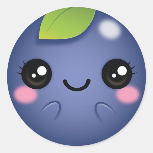 Kawaii Blueberry Runder Aufkleber (Vorderseite)
