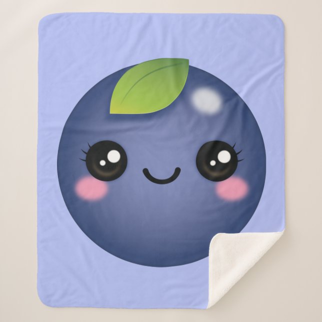 Kawaii Blueberry Sherpa Blanket Sherpadecke (Vorderseite)