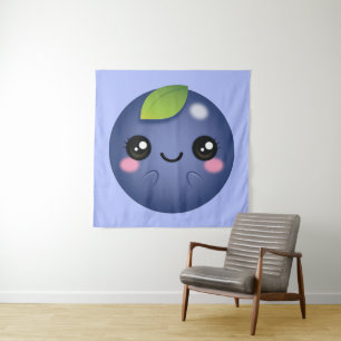 Kawaii Blueberry Wandteppich