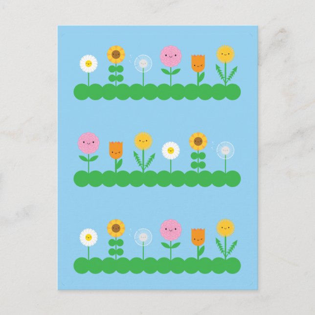 Kawaii Blume Field Postkarte (Vorderseite)