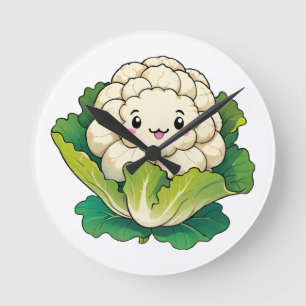 Kawaii Blumenkohl Runde Wanduhr