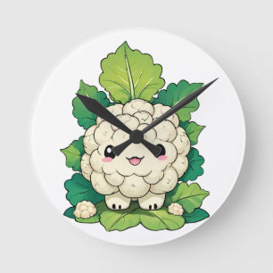 Kawaii Blumenkohl Runde Wanduhr