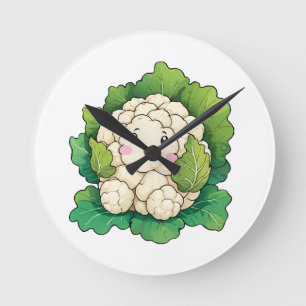 Kawaii Blumenkohl Runde Wanduhr