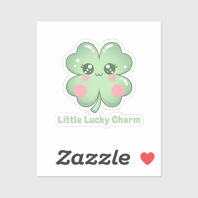 Kawaii Blushing Four Leaf Clover Lucky Charm Aufkleber (Blatt)