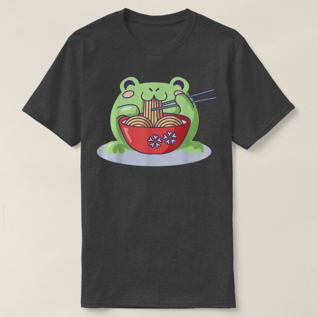 Kawaii Blushing Frog Ramen Bowl Feinschmecker Japa T-Shirt (Design vorne)