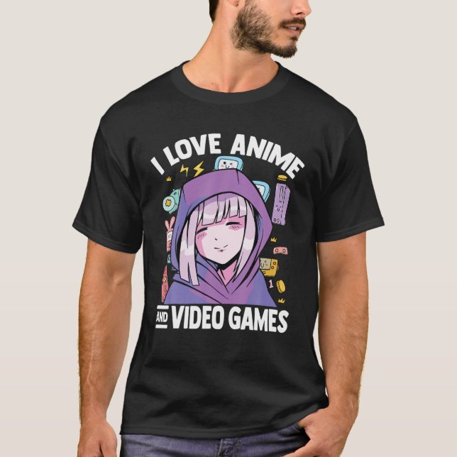 Kawaii Blushing Otaku Girl - I Liebe Anime and Vid T-Shirt (Vorderseite)