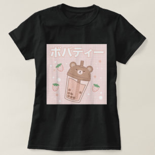 Kawaii Boba Bär Süße Erdbeer-Milch-Tee T-Shirt