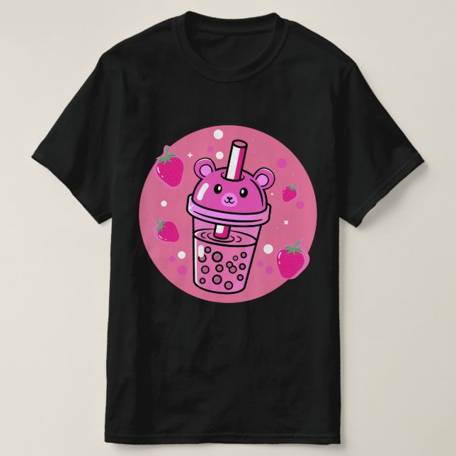 Kawaii Boba Cup Strawberry Anime Bubble Tee Niedli (Design vorne)