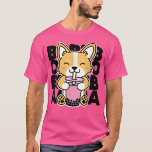 Kawaii Boba Cute Anime Dog Corgi Kawaii Tea Drink  T-Shirt