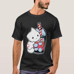 Kawaii Boba Niedlich Anime Cat Drinking Tea Kawaii T-Shirt