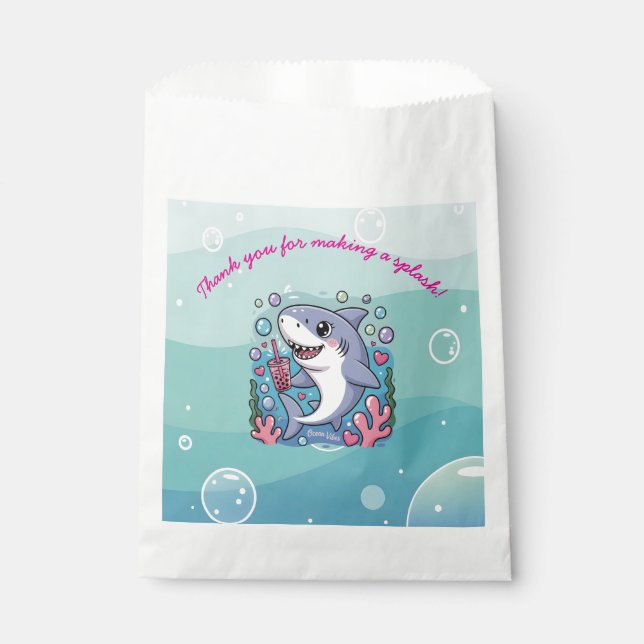 Kawaii Boba Shark "Ocean Vibes" unter dem Meer Geschenktütchen (Vorderseite)