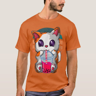 Kawaii Boba Tea Cat, Japanischer Neko Bubble Tea F T-Shirt
