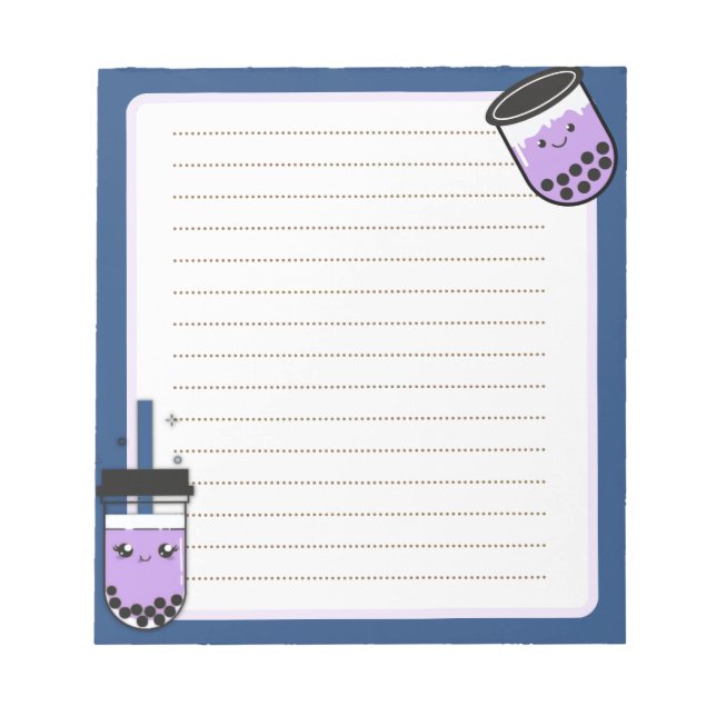 Kawaii Boba Tea Notepad Notizblock (Vorderseite)