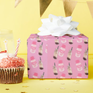 Kawaii boba Tee und Erdbeermilchverpackungspapier Geschenkpapier
