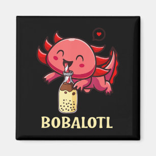 Kawaii Bobalotl Axolotl Boba Tea Blase Milk Anime Magnet