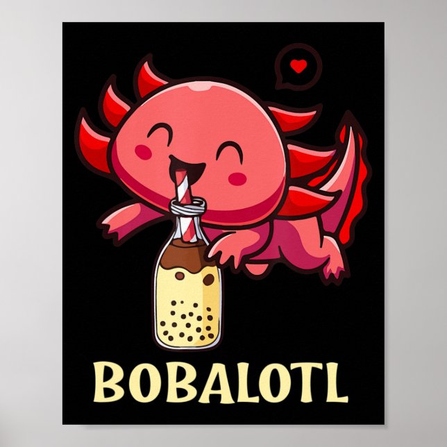 Kawaii Bobalotl Axolotl Boba Tea Blase Milk Anime Poster (Vorne)