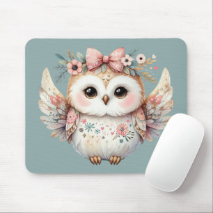 Kawaii Boho Eulenillustration Blau Mousepad