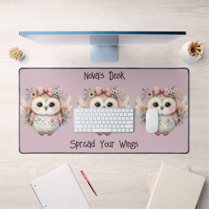 Kawaii Boho Eulenillustration Lavendel Schreibtischunterlage