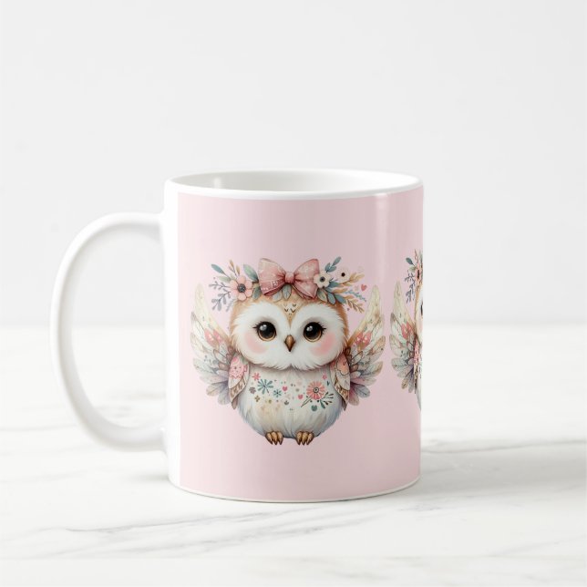 Kawaii Boho Owl Illustration Kaffeetasse (Links)