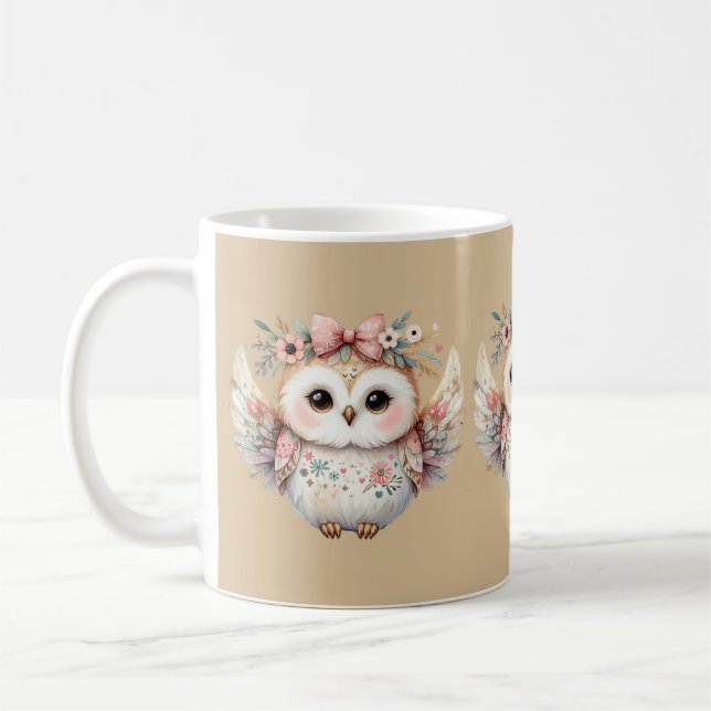 Kawaii Boho Owl Illustration Kaffeetasse (Links)