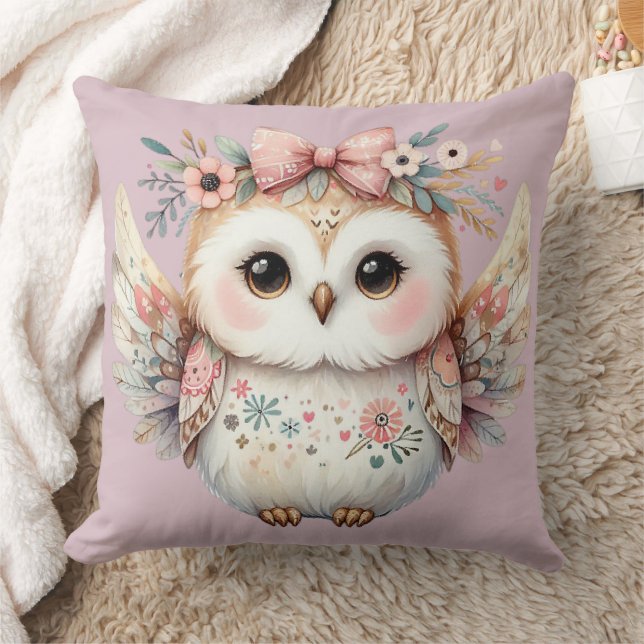 Kawaii Boho Owl Illustration Kissen (Decke)