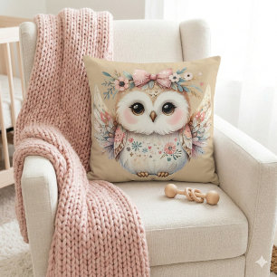 Kawaii Boho Owl Illustration Kissen