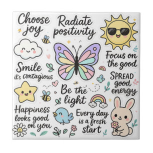 Kawaii-Boho Schmetterlingsticker Fliese