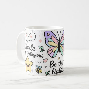 Kawaii-Boho Schmetterlingsticker Kaffeetasse