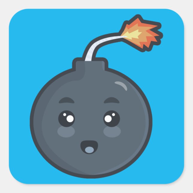 Kawaii Bomb Quadratischer Aufkleber (Vorderseite)