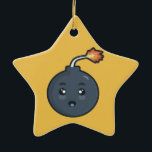 Kawaii Bombe Keramikornament<br><div class="desc">Zeichnen glücklicher niedlicher Kawaii Bombe gemacht durch Nir P</div>