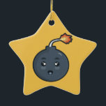 Kawaii Bombe Keramikornament<br><div class="desc">Zeichnen glücklicher niedlicher Kawaii Bombe gemacht durch Nir P</div>