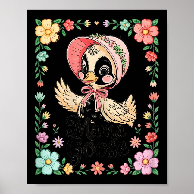 Kawaii Bonnet Farmhouse Style Mama Goose  Poster (Vorne)