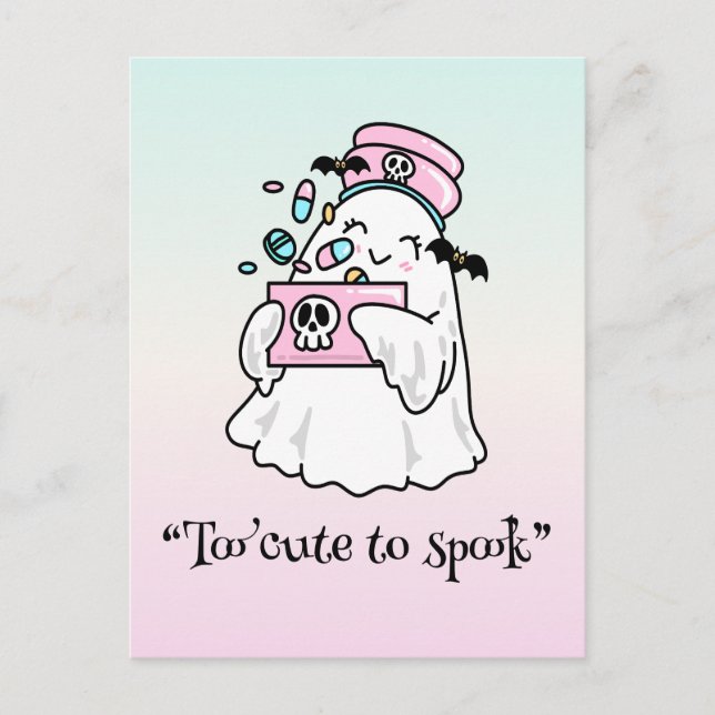 Kawaii boo, niedlicher, spukhafter Halloween Postkarte (Vorderseite)
