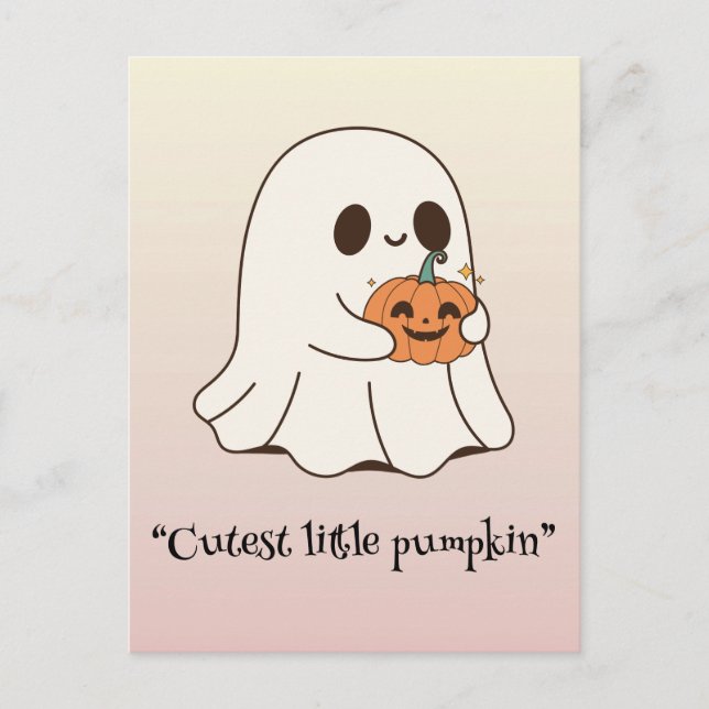 Kawaii boo, niedlicher, spukhafter Halloween Postkarte (Vorderseite)
