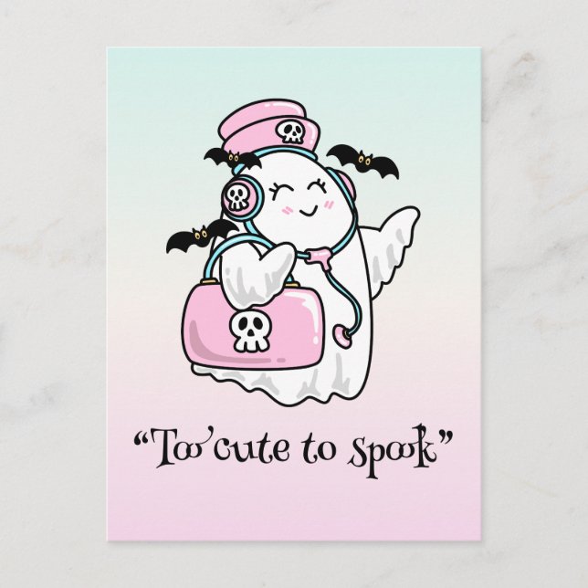 Kawaii boo, niedlicher, spukhafter Halloween Postkarte (Vorderseite)