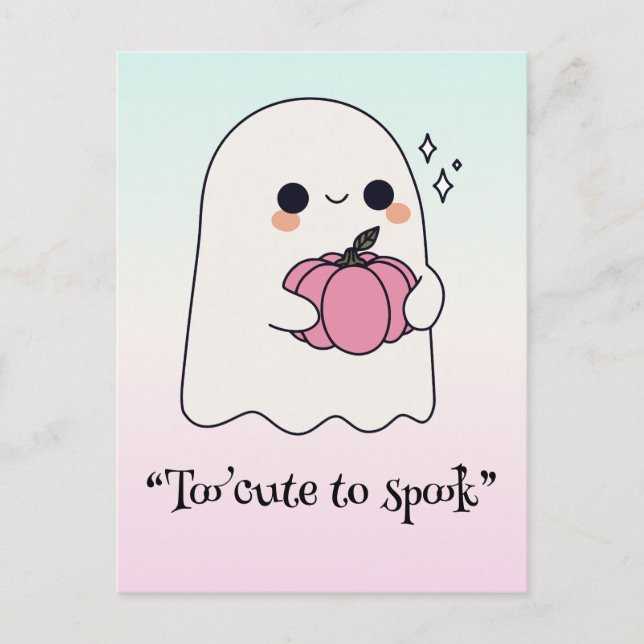 Kawaii boo, niedlicher, spukhafter Halloween Postkarte (Vorderseite)