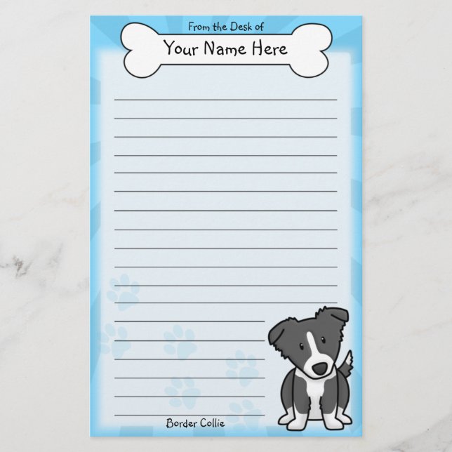 Kawaii Border-Collie-Briefpapier Briefpapier (Vorderseite)