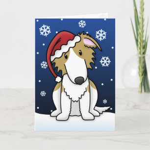 Kawaii Borzoi Weihnachtskarte Feiertagskarte