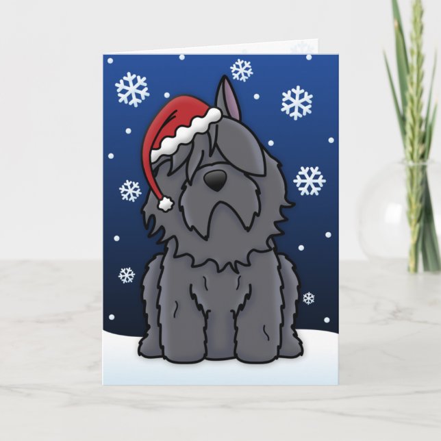 Kawaii Bouvier des Flandres Weihnachtskarte Feiertagskarte (Vorderseite)