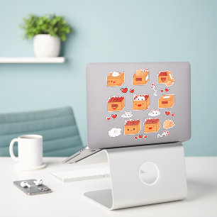 Kawaii-Box mit Herzen und süßem Kätzchen-Vinyl-Auf Aufkleber