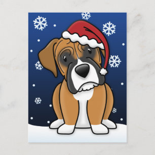 Kawaii Boxer Weihnachtspostkarte Feiertagspostkarte