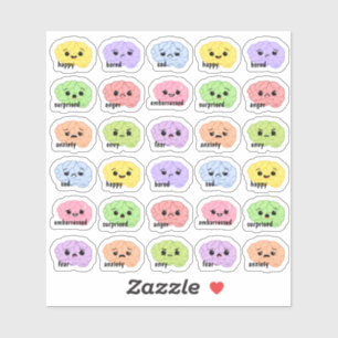 Kawaii Brain Emotion Tracker Rainbow Bujo Planner Aufkleber