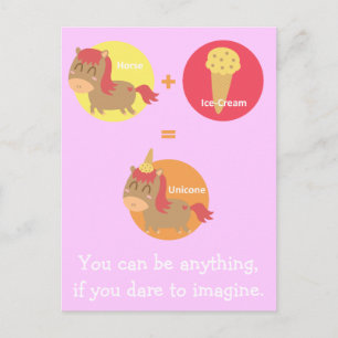 Kawaii Braunes Pferd, das versucht ein Einhorn zu  Postkarte