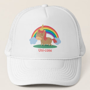 Kawaii Braunes Pferd, das versucht ein Einhorn zu Truckerkappe