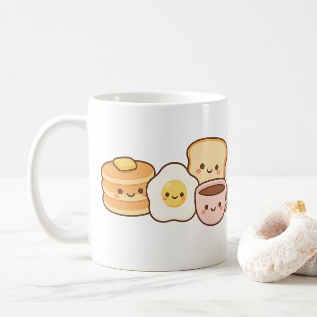 Kawaii Breakfast Squad” Cute Food Mug Kaffeetasse (Mit Donut)