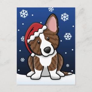 Kawaii Brindle Cardigan Welsh Corgi Christmas Feiertagspostkarte