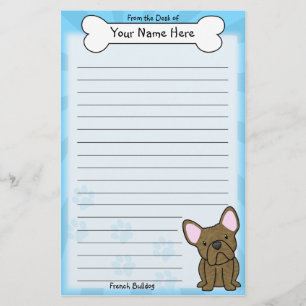 Kawaii Brindle französische Bulldoggen-Briefpapie Briefpapier