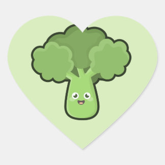 Kawaii Broccoli Herz-Aufkleber