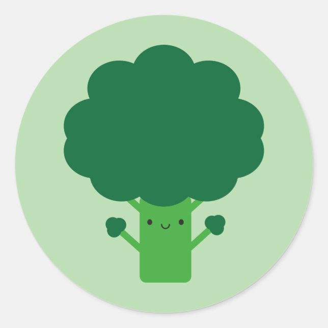 Kawaii Broccoli Runder Aufkleber (Vorderseite)